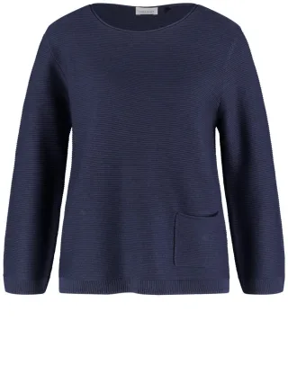 GERRY WEBER Collection - Pullover mit aufgesetzter Tasche blau - Gr. - 42