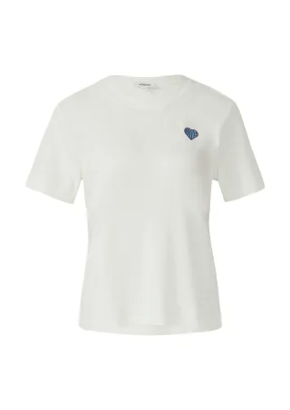 s.Oliver Red Label - T-Shirt aus Interlockjersey mit kleinem Patch weiß - Gr. - 44