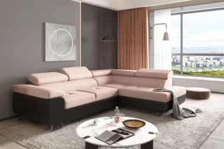 Ecksofa Sofa JADE Stoff Soft / Monolith Schwarz-Beige mit Schlaffunktion Otto...