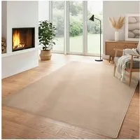 Carpettex Veloursteppich Unicolor - Einfarbig, Läufer, Höhe: 7 mm, Kurzflor Rund Teppich Anti-Rutsch Rückseite Waschbar Flauschiger
