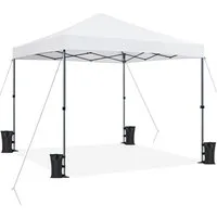 Yaheetech Faltpavillon 3 × 3 M Höhenverstellbarer Sonnenschutz-Campingzelt, One-Push-Gartenpavillon Wasserabweisend UV-Schutz 50+ Partyzelt