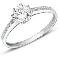 JEWLIX Verlobungsring 9K Weißgold Damenring Zirkonia Hauptstein und kleine Zirkonia VR0459-W