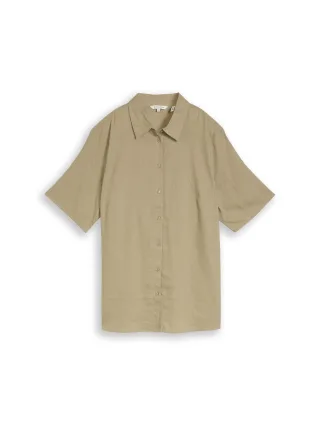 Tom Tailor - Plus Size - Loose Fit Bluse mit Leinenanteil silver olive - Gr. - 50