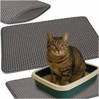 Ikonka Katzentoilette Katzenstreumatte 40x60 cm Grau wasserdicht doppellagig EVA, Doppellagige Wabenstruktur, EVA-Material, rutscharm