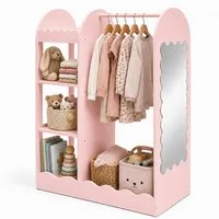 relaxdays Kleiderständer für Kinder mit Spiegel, Rosa