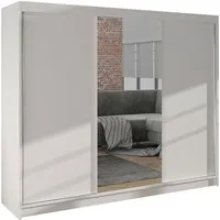 MIRJAN24 Kleiderschrank Derby I Schwebetürenschrank mit Spiegel, Kleiderstange und Fächer