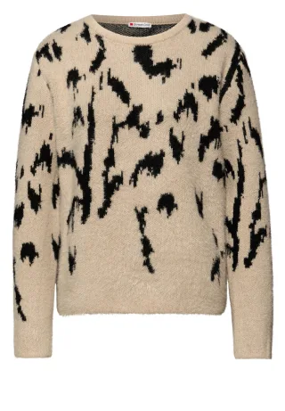 Street One - Softer Jacquard Pullover sanded beige - Gr. - 42