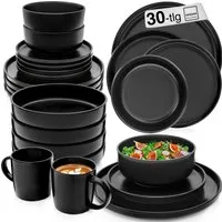 SÄNGER Tafelservice Madeira Geschirr-Set (30-tlg), 6 Personen, Steingut, schwarz, Kombiservice, Handmade, VALUE COLLECTION