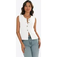 Imily Bela Kurzweste Damen Ärmellose Strickweste mit Knopfleiste (Packung, 1-tlg., 1per-Pack) einfarbig