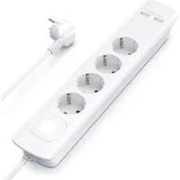 BEARWARE Steckdosenleiste - Ladegerät bis zu 3680 W / IP20 Steckdosenleiste 4-fach (Ein- / Ausschalter, USB-Anschlüsse, Schutzkontaktstecker, Kindersicherung, Überspannungsschutz, Kabellänge 1,45 m), 4-fach mit USB, für Schreibtisch, TV-Bereich und K