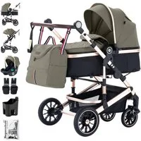 Daliya® Kombi-Kinderwagen NEOMOVE 3in1 Kinderwagen mit i-Size Babyschale & Buggy, (Reise-Set, 10-tlg), Kinderwagen mit i-Size Babyschale, Alu-Rahmen, Großer Einkaufskorb