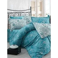 ROLFNERS Bettwäsche Yaprak Blau Bettgarnitur Bettbezug Baumwolle, Baumwolle, Premium Baumwolle Bettwäsche, Renforce, Weich & Atmungsaktiv