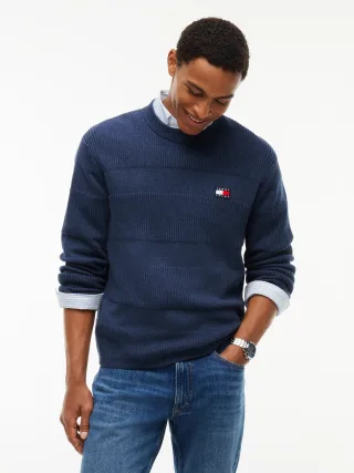 Tommy Jeans (PVH Group) - TJM REG TEXTURED SWEATER EXT Basic Navy Htr - Gr. - L