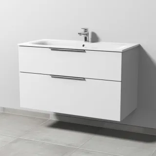 Sanipa 3way Waschtischunterbau zu Geberit Renova Plan Slim Waschtisch mit 2 Auszügen, Weiß-Soft UM68843