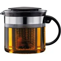 Bodum Teebereiter Teebereiter Teekanne Borosilikatglas ca. 13.4x17.6x13.6 cm mit Deckel, 0 W, aus hitzebeständigem Borosilikatglas