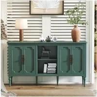 HOLTICO Sideboard Buffet Schrank mit 4 Türen und offenem Regal, Vintage Akzent Kommode (1 St), TV-Schrank, Küchenschrank, Kredenz, und Weinschrank