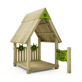 Robustes Spielhaus für Kita & Spielplatz - PRO Grova mit 11x11 cm Massivholz Pfosten - Offene Konstruktion inklusive Motorikspielzeug - Wickey