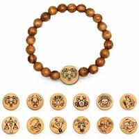 Kassis Geschenkartikel Armband mit Sternzeichen aus Olivenholzperlen Schmuckstück mit Horoskop, handgefertigt in Bethlehem, Geschenk zu mehreren Anlässen