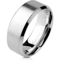 BUNGSA Fingerring 60 (19.1) Edelstahl Ring schrägem Rand silber gebürstet (Ring, 1-tlg), Damen Herren