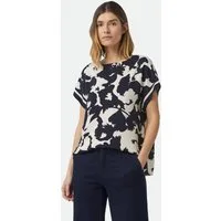 comma Kurzarmbluse Bluse Blusenshirt aus Viskose
