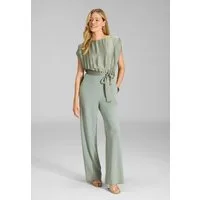 SWING Jumpsuit - Jumpsuit aus Material-Mix Oberteil in lockerer Passform mit gerade geschnittener Hose