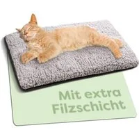 Knupis Tierdecke Selbstheizende Haustierdecke Grau 60x45cm, rutschfest & waschbar, Weich & kuschelige Wärmedecke - Geräuschdämpfung - Rutschfest