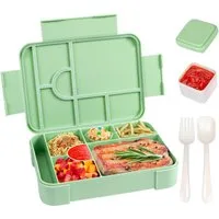 Agger Lunchbox Brotdose Kinder mit Fächern, 1330ML Jausenbox Kinder (Löffel & Gabel), Kinder Brotdose,Kinderfreundliche Verriegelung,BPA-Frei,Auslaufsicher