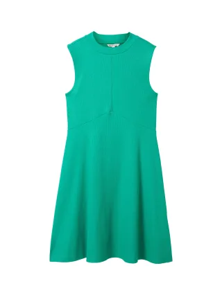 Denim Tom Tailor - Geripptes Mini Kleid bright green - Gr. - L