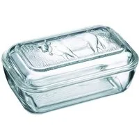 WestCraft Butterdose Butterdose Kuhglück, Glas-Dose Butter 250g aus Borosilikatglas, Glas, (1-tlg., 1 x Glasbutterdose mit Deckel), Schickes Design mit Kuh-Motiv: Ein Hingucker in jeder Küche.