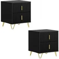 SoBuy Nachttisch FBT115, Sofatisch Couchtisch, Nachttisch 2er set, 2er Set, Nachtschrank mit 2 Schubladen, Beistelltisch, Nachtkommode