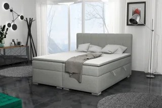 Boxspringbett Schlafzimmerbett LAURIN 180x200cm Stoff Aragon Hellgrau