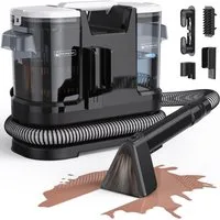 lubluelu Teppichreinigungsgerät A6 Polsterreiniger Gerät Nasssauger Waschsauger 15Kpa Tragbarer, 600 W, beutellos, Frischwassertank:1750ml /Schmutzwassertank:1000 ml