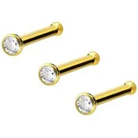 PIERCINGLINE Nasenpiercing 3er Set Chirurgenstahl Nasenstecker Pin KRISTALL (Nasenstecker)