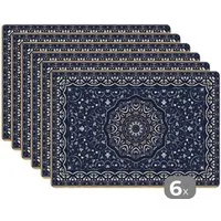 MuchoWow Platzset Persischer Teppich - Mandala - Teppich - Blau, (6-St), Platzsets, Tischset, Abwaschbar, Tischsets, Platzdeckchen