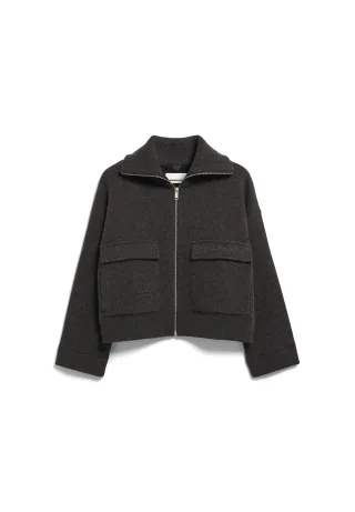 Armedangels - COTTON-WOOL KNIT JACKET steel melange - Gr. - XL