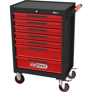 KS Tools ECOline SCHWARZ/ROT Werkstattwagen mit 7 Schubladen - 897.0007