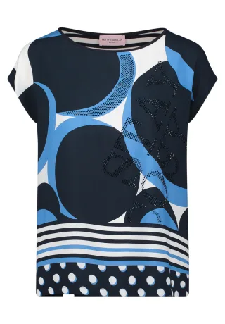 so cosy - Shirt mit Mustermix blau - Gr. - 36
