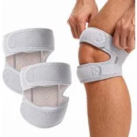 COOL-i ® Kniebandage 2er Set Patella Kniebandage, verstellbar, elastischer Doppel Stützgurt, rutschfest & atmungsaktiv für Sport & Alltag