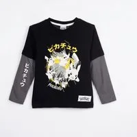 POKÉMON Langarmshirt Pokemon Pikachu Glumanda Kinder langarm T-Shirt Shirt Gr. 104 - 140 100% Baumwolle