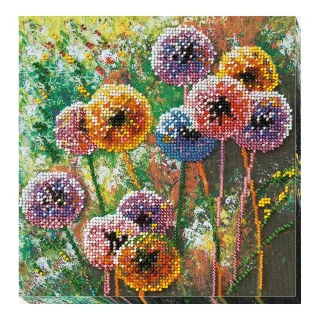 Perlen-Stickbild "Pusteblumen", 20 x 20 cm