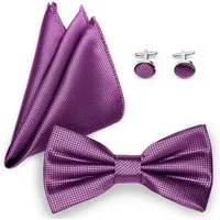 Ladeheid Fliege Einstecktuch Set Herren inkl. Manschettenknöpfe SETBHC 12cmx6cm