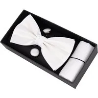 MIRROSI Fliege Herren Set (inkl. 1x Einstecktuch, 1 Paar Manschettenknöpfen) (Hochwertige Verarbeitung und viele Details) Herrenfliege inkl Geschenkbox