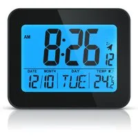 BEARWARE Wecker mit Netzteil & Akku, Musikwecker, Reisewecker mit Temperaturanzeige Schlummerfunktion, Messung Temperatur, kompakt