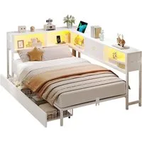 MSMASK Daybett Schlafsofa mit LED-Beleuchtung und Steckdose, Kinderbett, Jugendbett (1 tlg), Bett mit Metallrost, 90x190cm