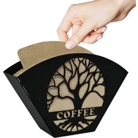 FOUORTUNATE-BEE Papierfilter Stehender Kaffeefilterhalter aus Metall, Filterpapier Box, Stilvoller Filterpapier Organizer mit Metallfächer