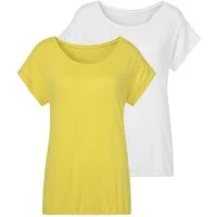 Vivance Kurzarmshirt mit Gummizug im Bund (2er-Pack) Sommershirts aus weichem Viskose-Stretch