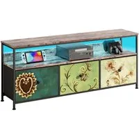 FUROKOY Lowboard TV-Schrank (Fernsehschrank Sideboard-Schrank mit 1 Regal und 3 Stoff Schubladen, TV-Bank für Wohnzimmer Schlafzimmer, 108 x 29.8 x 57cm)