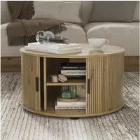 Vicco Couchtisch Selva, Eiche, 80 x 80 cm mit Schiebtür (1-St)