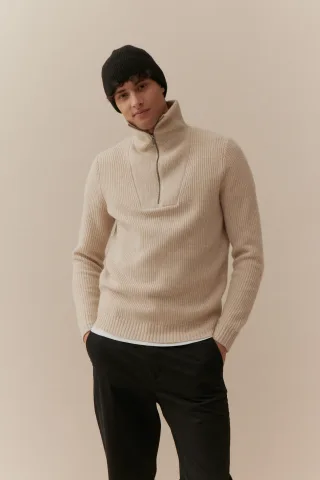 BASEFIELD - Zip Troyer Pullover cloud mel. - Gr. - XXL