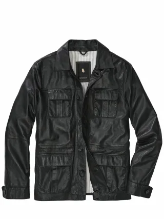 Mey & Edlich Herren Lederjacket Eterna Notte Schwarz 100 % Leder (Lammnappa)